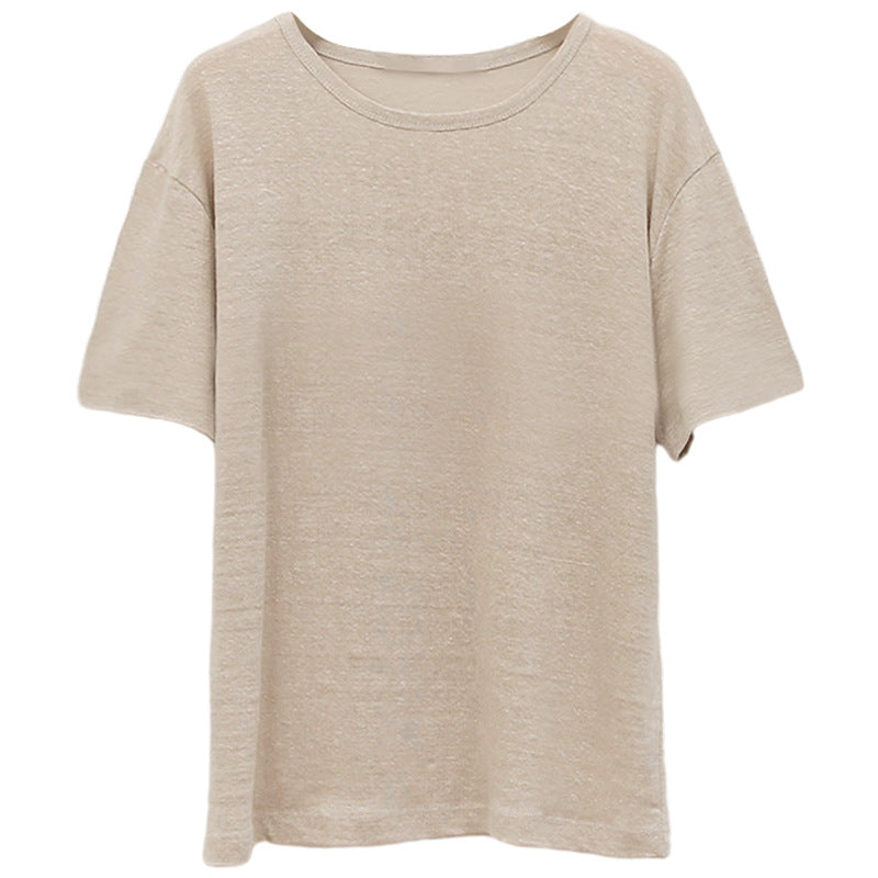 Damen lässiges Oversize T-Shirt aus atmungsaktiver Baumwollmischung mit strukturierter Oberfläche Drune