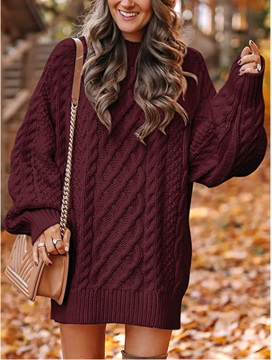 Damen Grobstrickpullover mit überschnittenen Schultern und elegantem Zopfmuster Drune