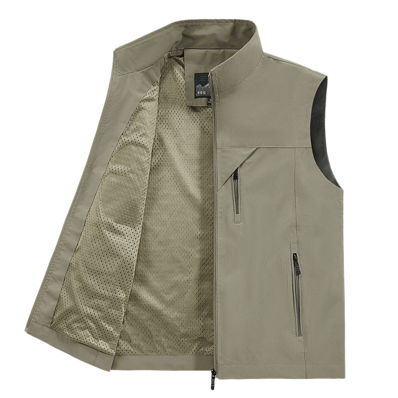 Herren Atmungsaktive Softshell-Outdoorweste mit Mesh‑Innenfutter und Reißverschlusstaschen Drune