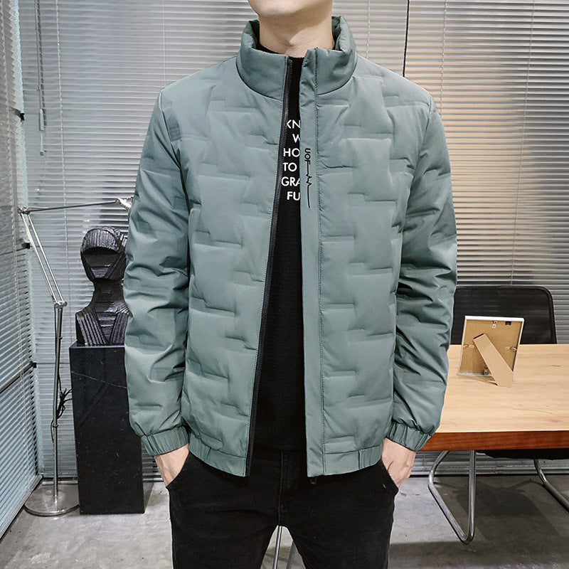 Herren Stehkragen-Steppjacke mit geometrischer Steppung und elastischen Bündchen Drune