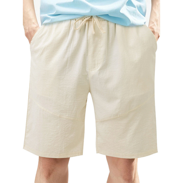 Herren nan knielange Leinenmix-Shorts mit elastischem Kordelzugbund und seitlichen Schubtaschen Drune