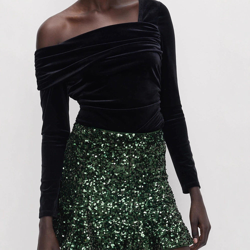 Damen Pailletten-Minirock mit taillierter Silhouette & leichtem A-Linien‑Schnitt Drune