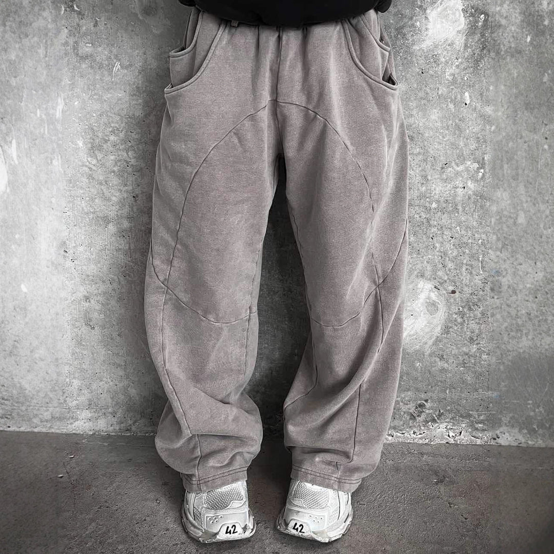 Herren nan Oversize-Freizeitjogger mit geschwungenen Nahtdetails, Kordelzugbund und elastischen Beinabschlüssen Drune