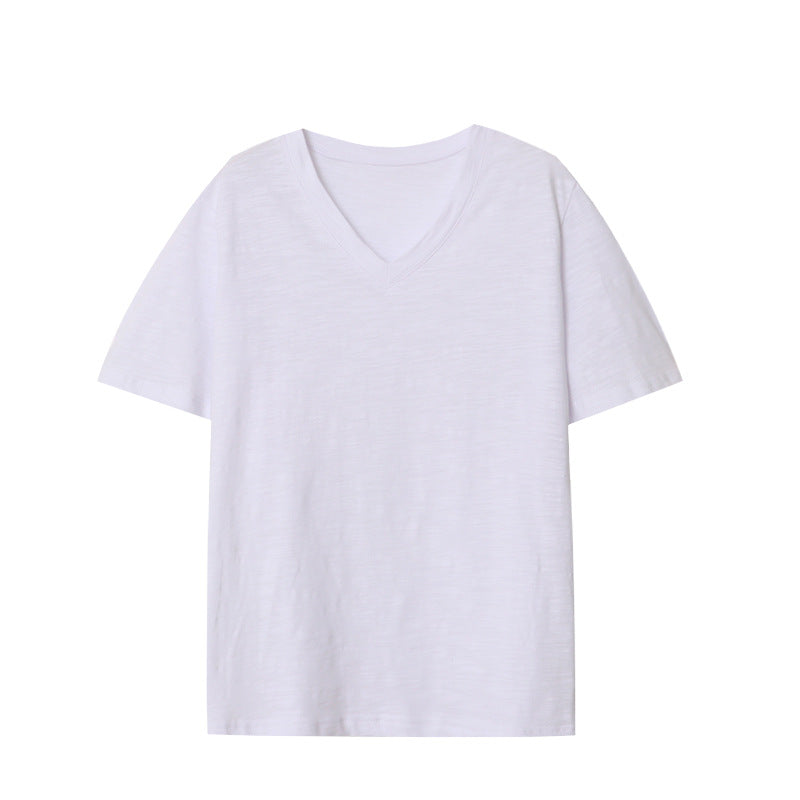 Damen lässiges V-Ausschnitt T-Shirt aus weichem Material Drune