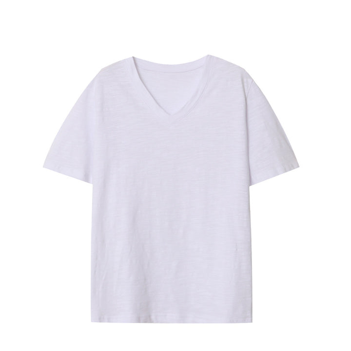 Damen lässiges V-Ausschnitt T-Shirt aus weichem Material Drune