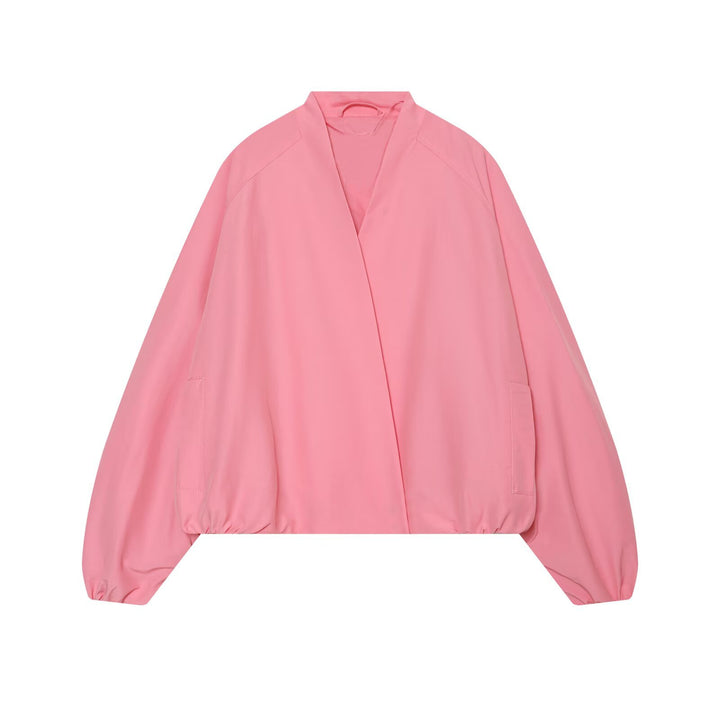 Damen Cropped Kimono-Jacke mit überschnittenen Ärmeln und elastischem Bund Drune