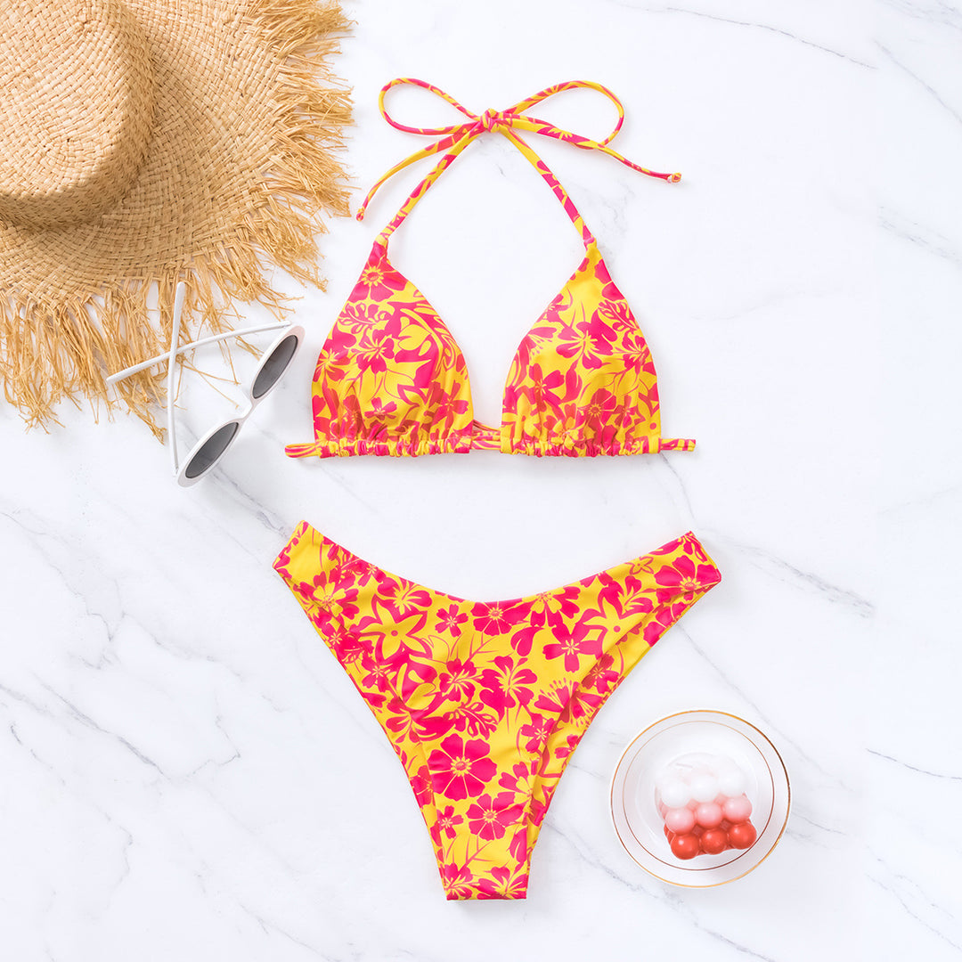 Damen Triangel-Bikini mit floralem Design Drune