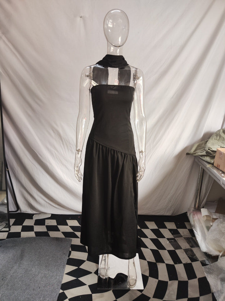 Damen Maxikleid mit schulterfreiem Design und dekorativem Wickelausschnitt Drune