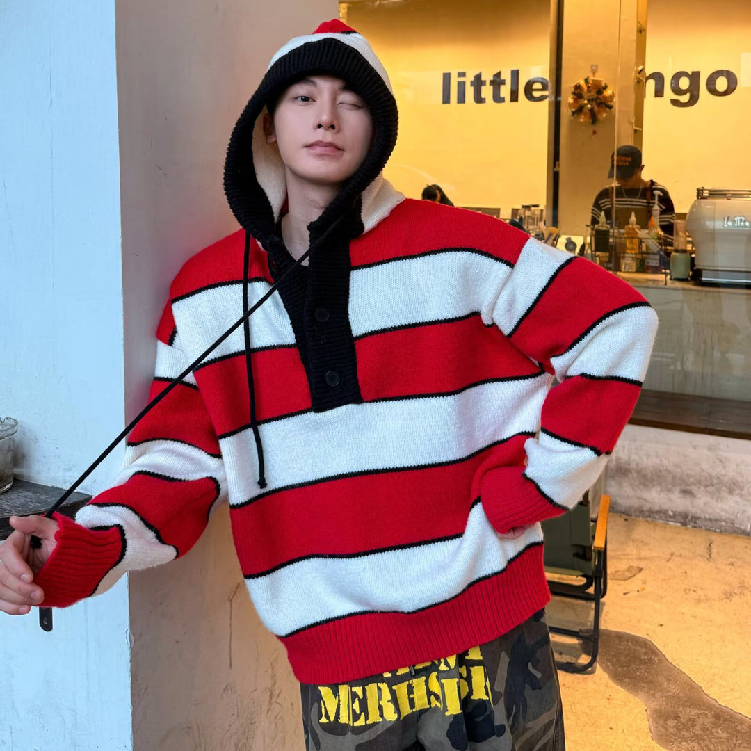 Herren Modische Hoodie-Pullover mit gestreiftem Design Drune