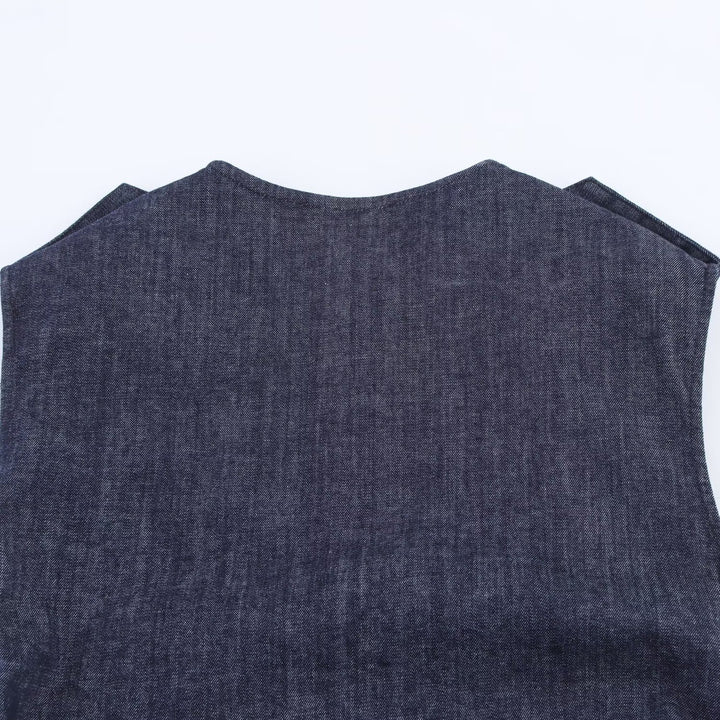 Damen Jeanskleid mit Wickelgürtel und eleganten Druckknöpfen Drune