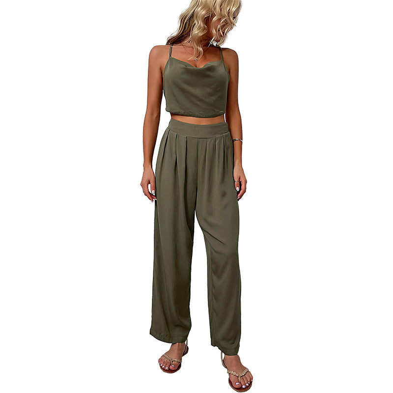 Damen eleganter Jumpsuit mit weitem Schnitt und hohem Bund Drune