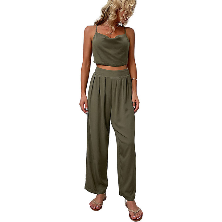 Damen eleganter Jumpsuit mit weitem Schnitt und hohem Bund Drune