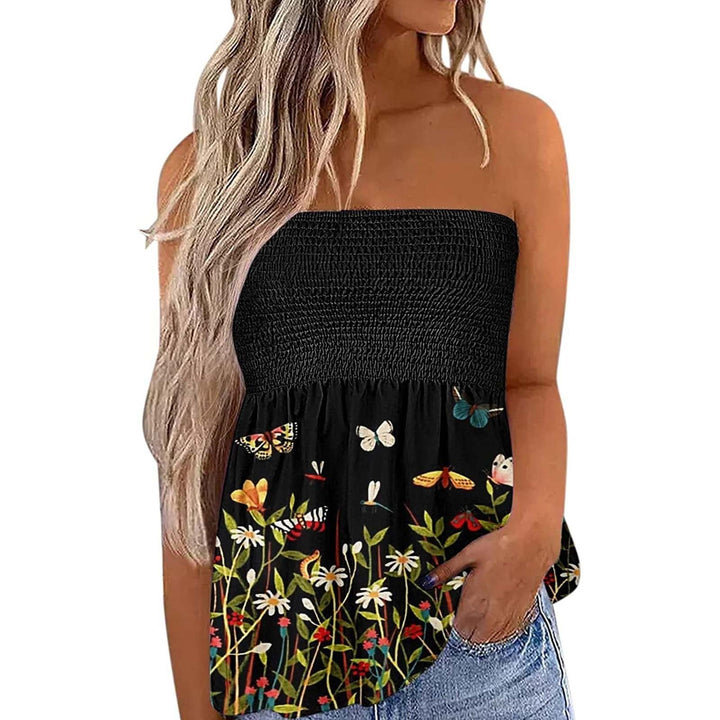 Damen Bandeau-Top mit floralem Einsatz Drune