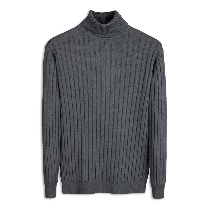 Herren Figurbetonter Rippenstrick‑Rollkragenpullover mit Stretch‑Feinstrick Drune