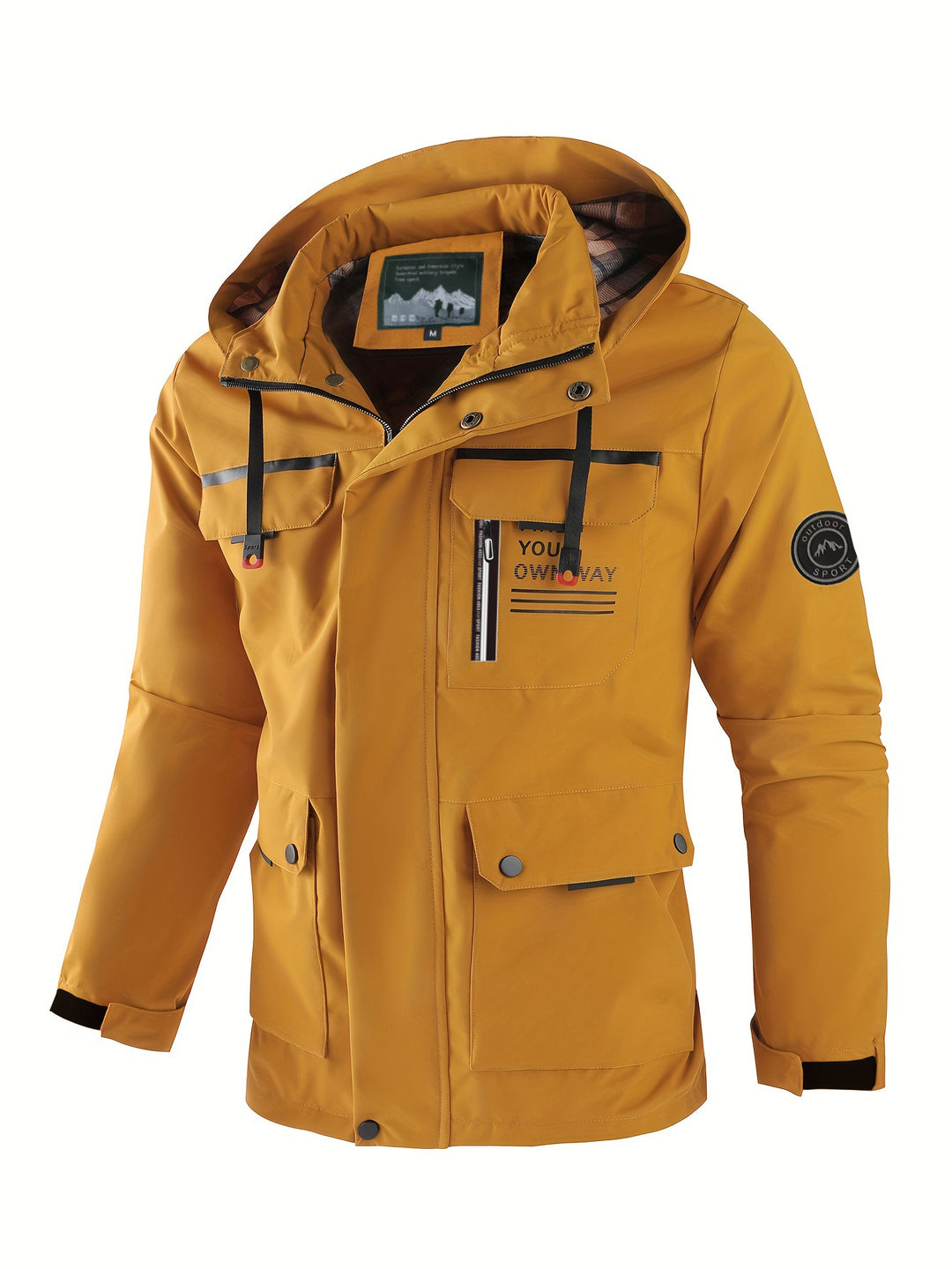 Herren leichter Softshell-Parka mit wasserabweisender Beschichtung, Kapuze und Multifunktions-Taschen Drune