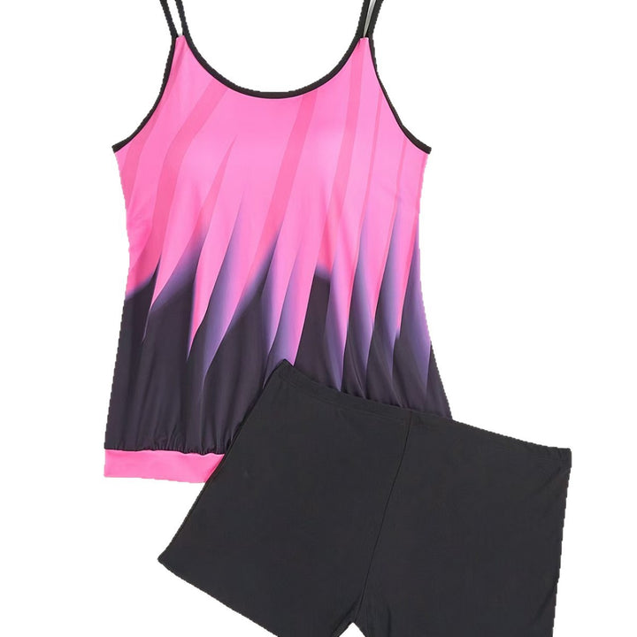 Damen Sportliches Tankini-Set mit farbenfrohem Oberteil und bequemen Shorts Drune