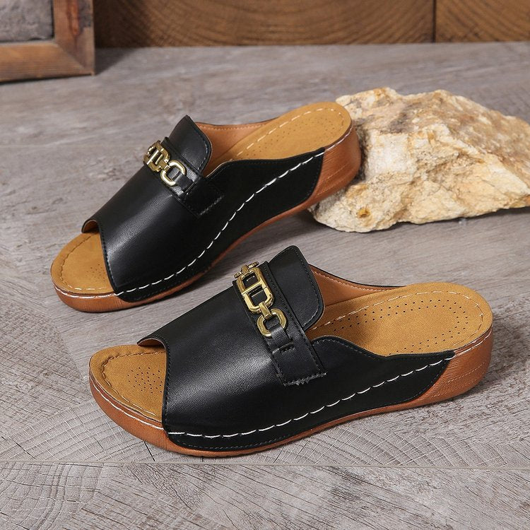 Damen Komfortable Clogs mit dekorativer Schnalle und atmungsaktiver Innensohle Drune