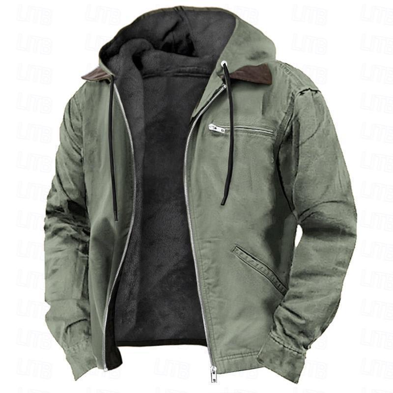 Herren Gefütterte Fieldjacke mit Kapuze und Sherpa-Futter Drune