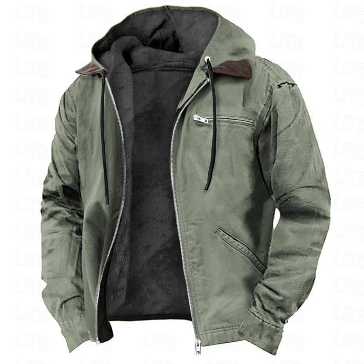 Herren Gefütterte Fieldjacke mit Kapuze und Sherpa-Futter Drune
