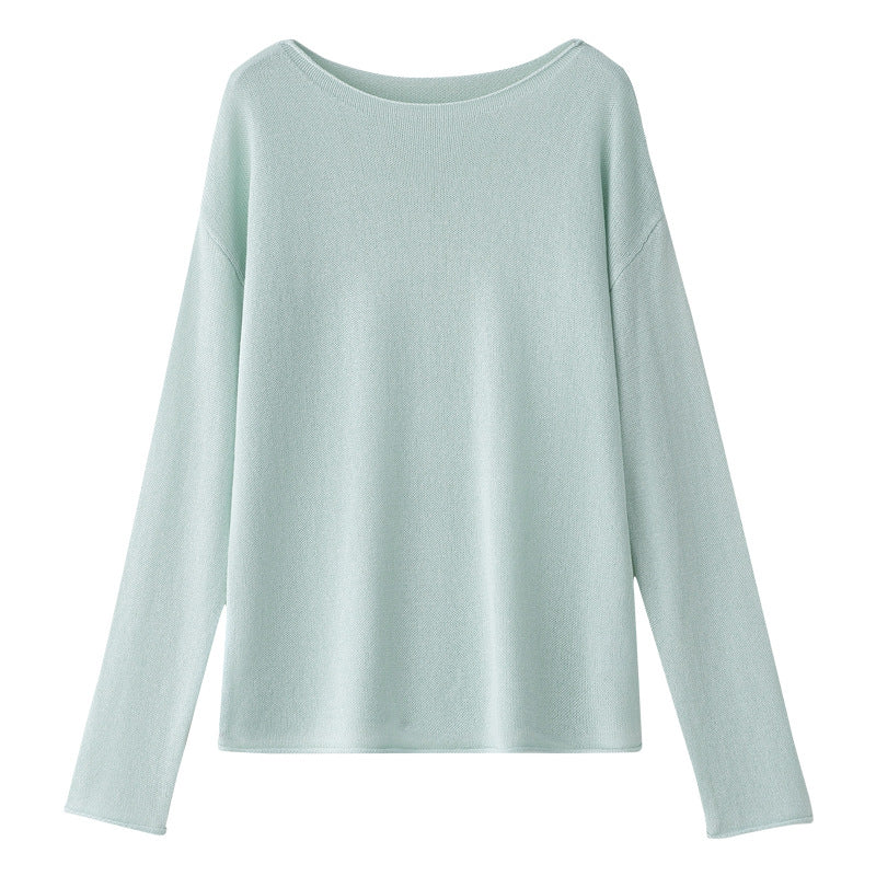 Damen Lockeres Boatneck-Feinstrickshirt mit überschnittenen Schultern & kaschierendem Fall Drune