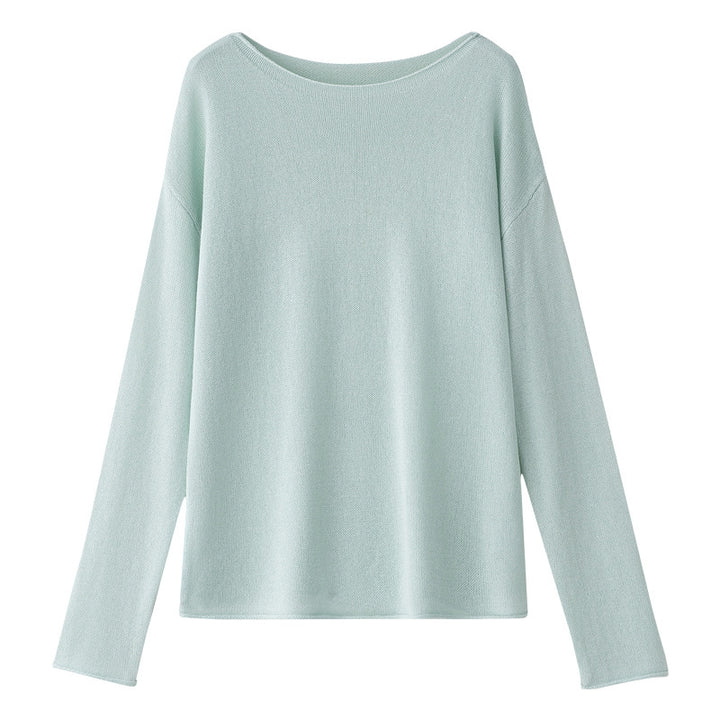 Damen Lockeres Boatneck-Feinstrickshirt mit überschnittenen Schultern & kaschierendem Fall Drune