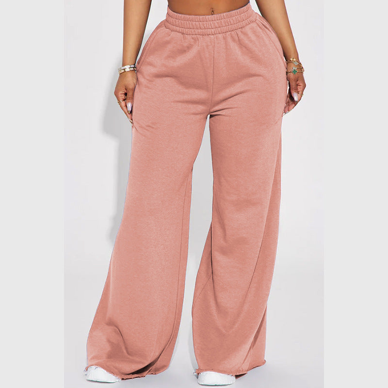 Damen nan weite High-Waist Loungehose mit elastischem Bund und praktischen Seitentaschen Drune