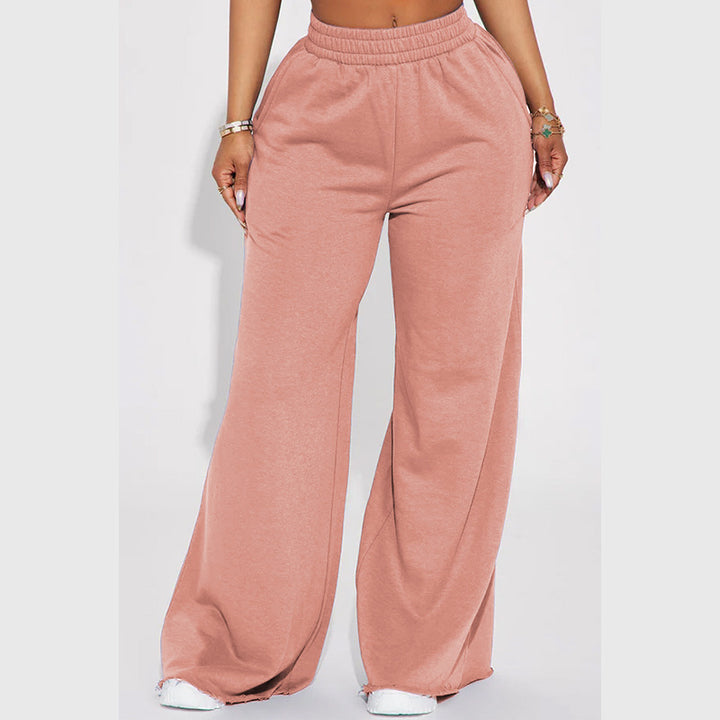 Damen nan weite High-Waist Loungehose mit elastischem Bund und praktischen Seitentaschen Drune