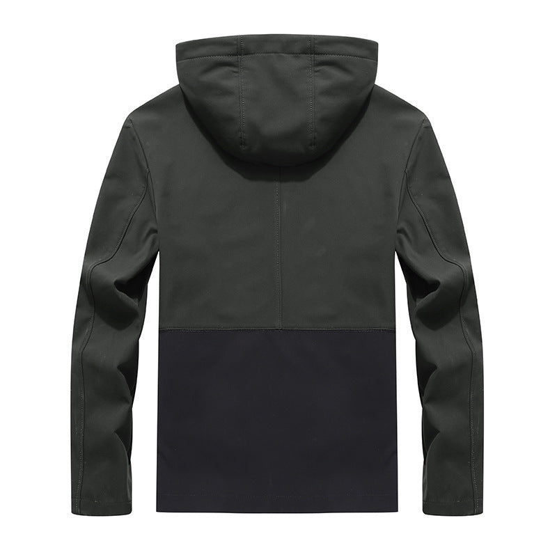 Herren leichte Softshell‑Outdoorjacke mit Kapuze, windabweisender Front und funktionalen Taschen Drune