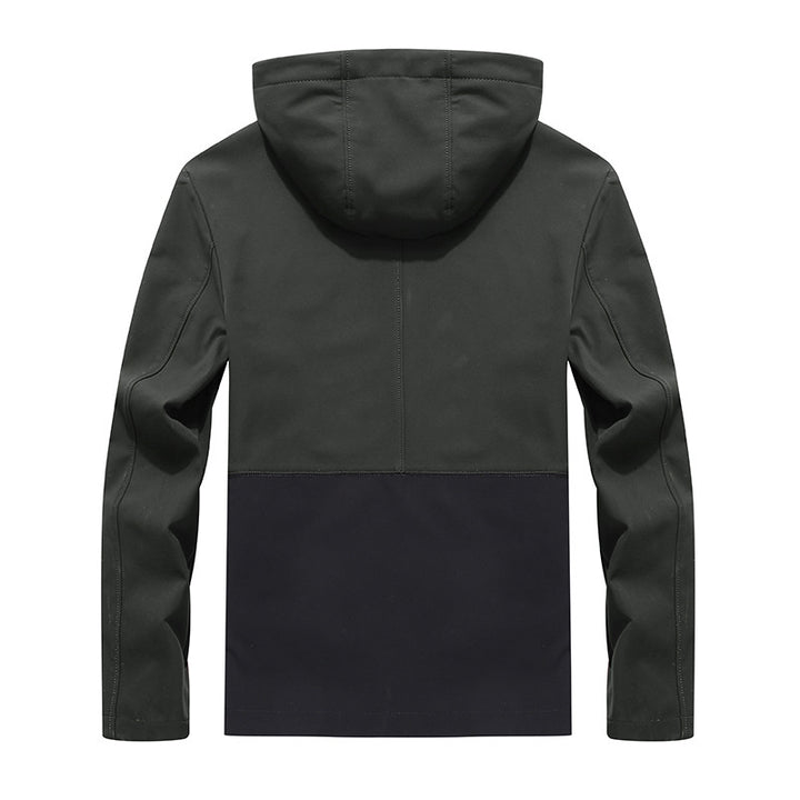 Herren leichte Softshell‑Outdoorjacke mit Kapuze, windabweisender Front und funktionalen Taschen Drune