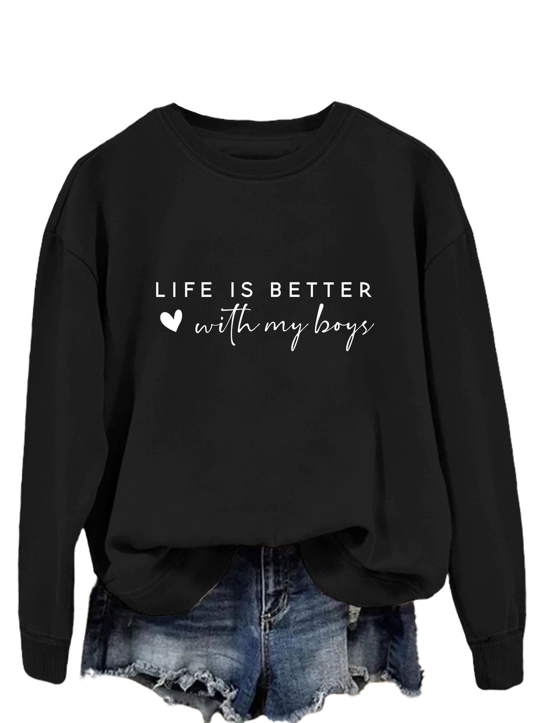 Damen gemütlicher Rundhals-Sweater mit inspirierendem Aufdruck Drune