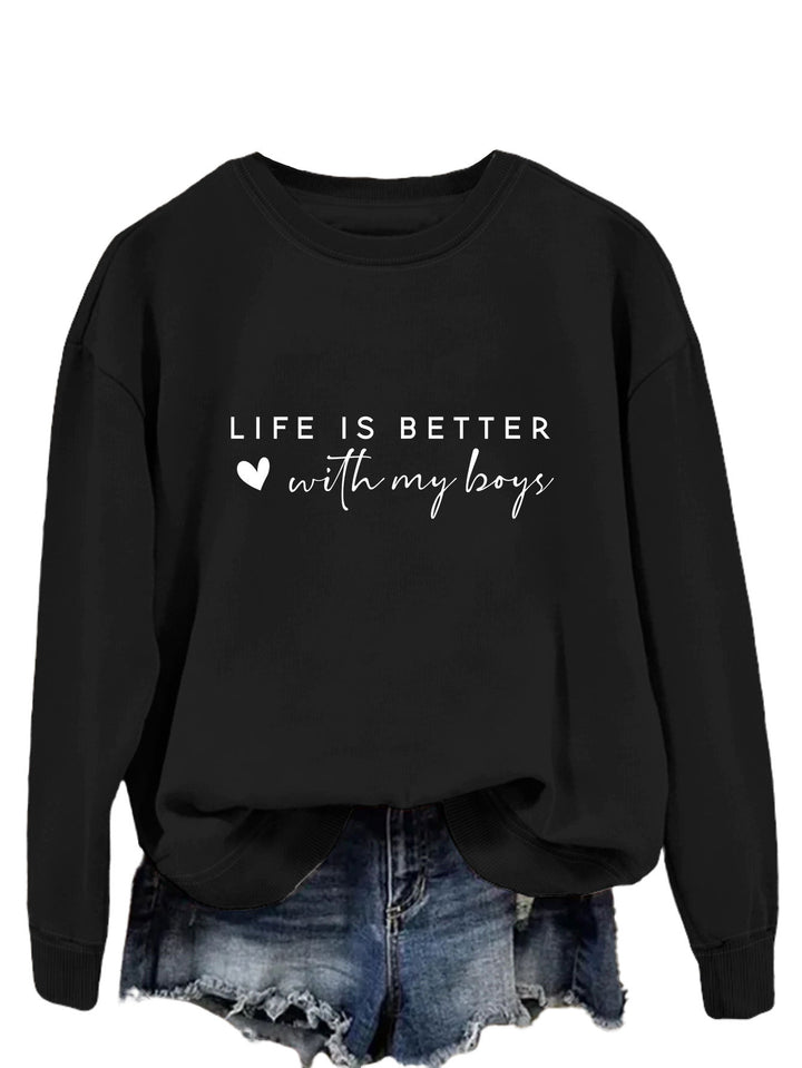 Damen gemütlicher Rundhals-Sweater mit inspirierendem Aufdruck Drune