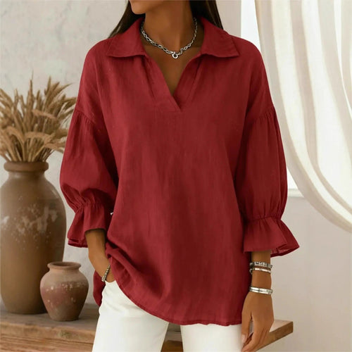 Damen Lässige und elegante Bluse mit weiten Ärmeln Drune