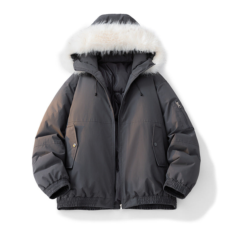 Damen Modische Winterjacke mit abnehmbarem Kunstfellkragen Drune