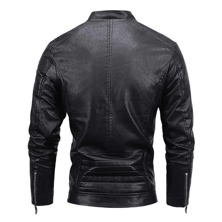 Herren Kunstleder-Blouson im Slim-Fit mit gesteppter Schulterpartie, Stehkragen und Reißverschlusstaschen Drune