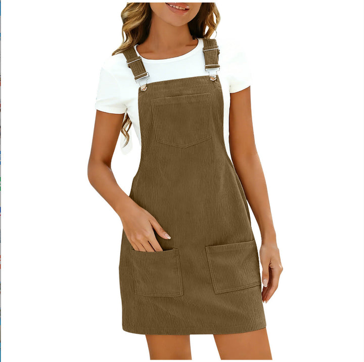 Damen Latzkleid aus hochwertigem Cordmaterial mit praktischen Taschen Drune