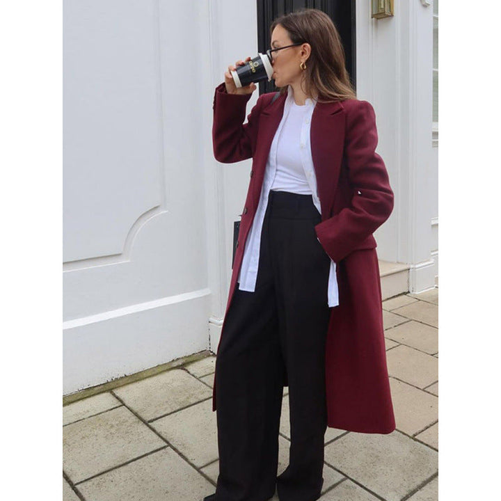 Damen Wool Blend Longcoat Drune