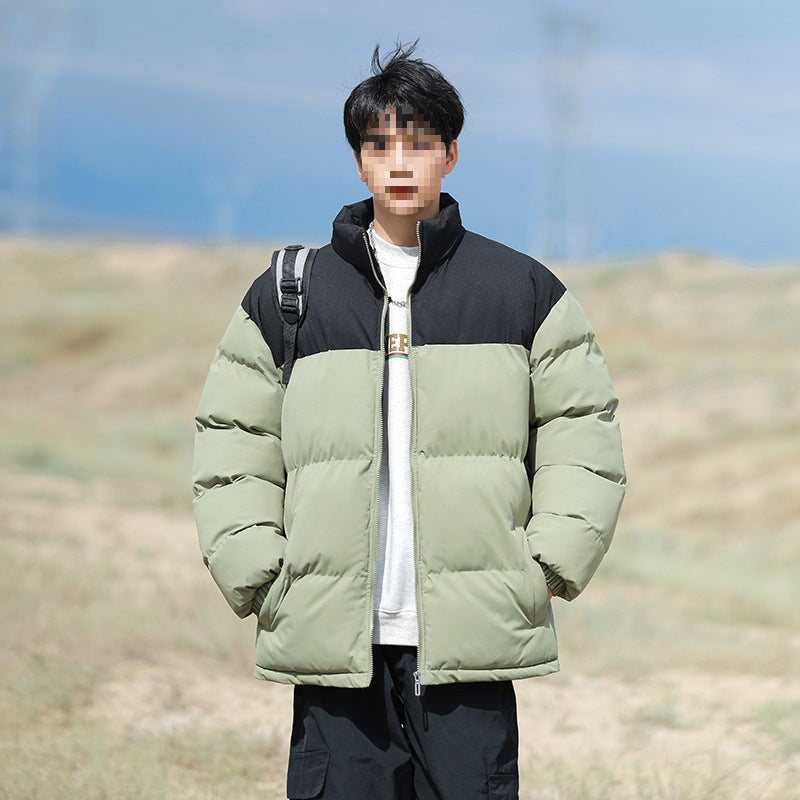 Herren Oversize-Steppjacke mit Colourblock-Schulter, hoher Stehkragen & windabweisender Wattierung Drune