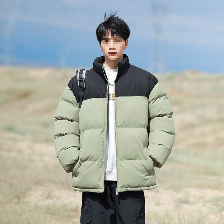 Herren Oversize-Steppjacke mit Colourblock-Schulter, hoher Stehkragen & windabweisender Wattierung Drune