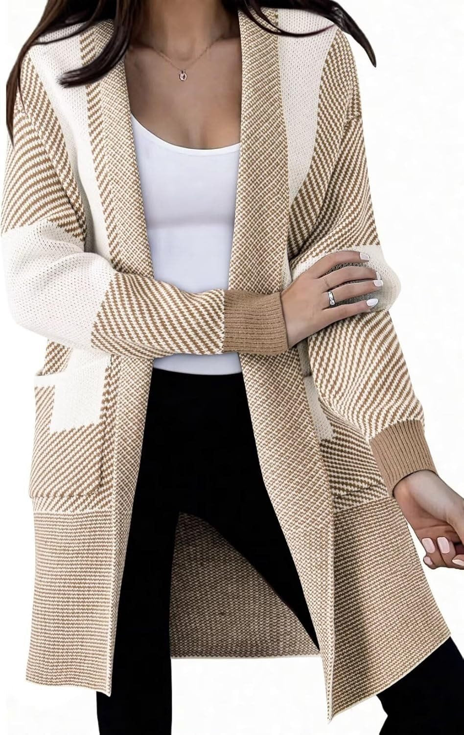 Damen Strickjacke mit modischem Muster und praktischen Taschen Drune