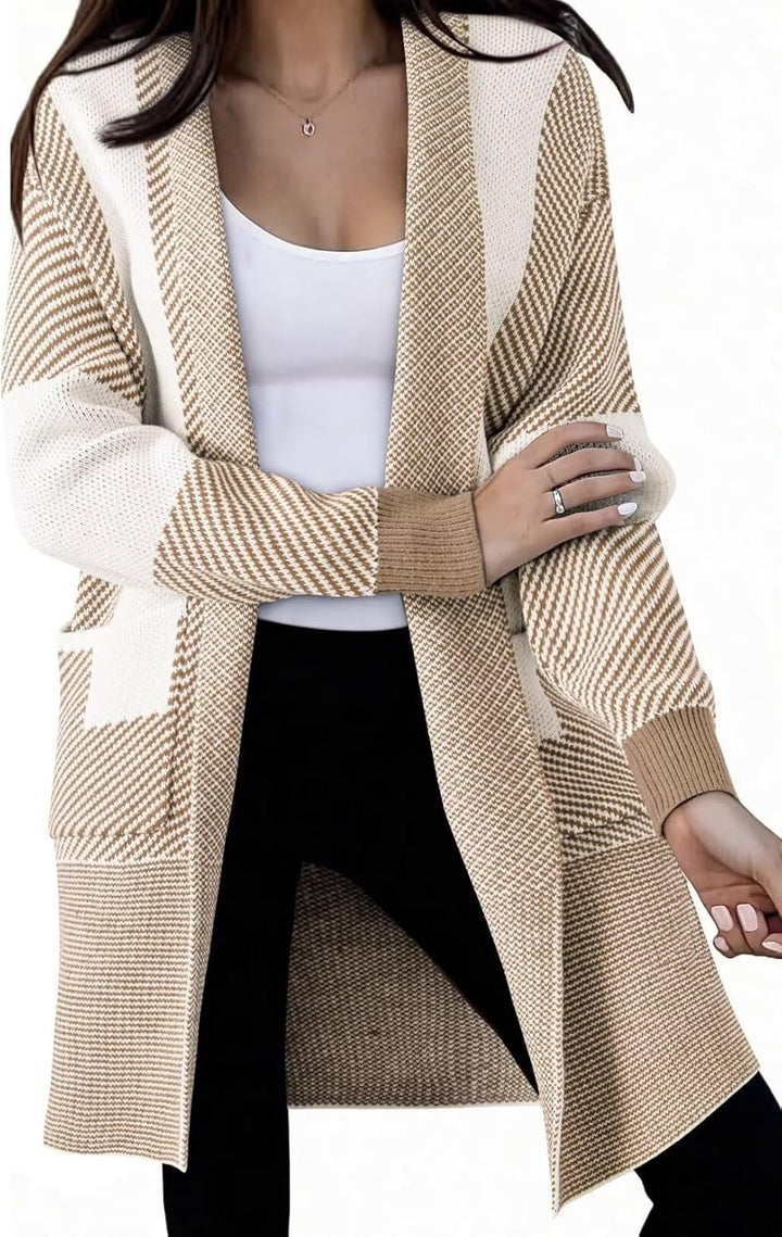 Damen Strickjacke mit modischem Muster und praktischen Taschen Drune
