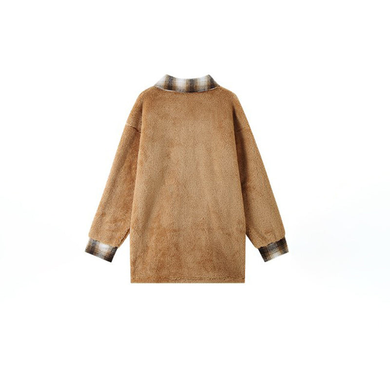 Drune | Karierter Fleece Mantel