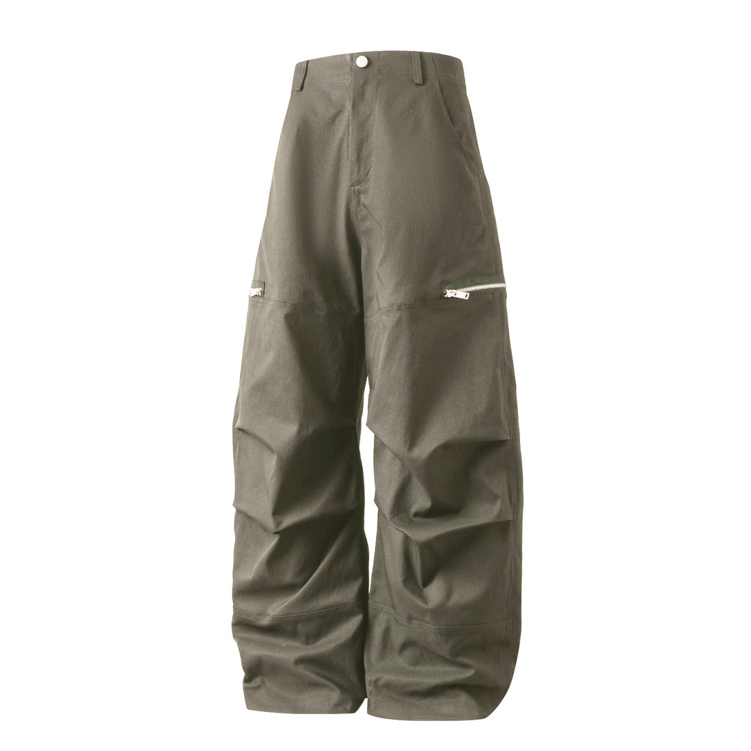 Unisex Ultraweite hochgeschnittene Ballon-Cargo-Hose mit seitlichen Reißverschlusstaschen Drune