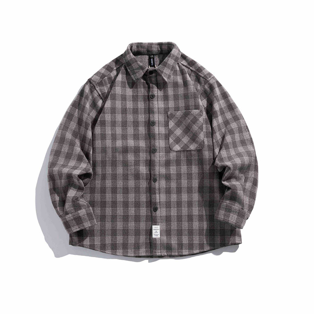 Herren Karierte Hemdjacke aus Wollmischung mit Overshirt-Schnitt und aufgesetzter Brusttasche Drune
