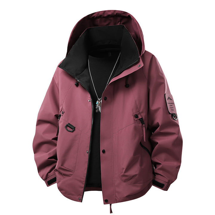 Herren Wasserdichte Outdoor-Jacke mit verstellbarem Kapuzenkragen Drune