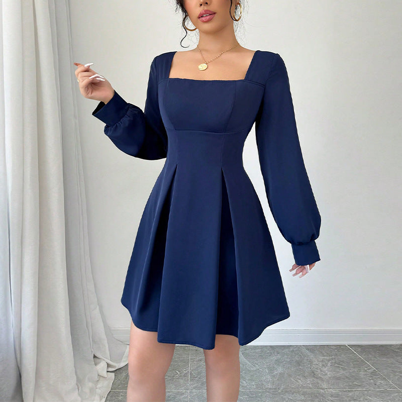 Damen kurzes Kleid mit Ballonärmeln Drune