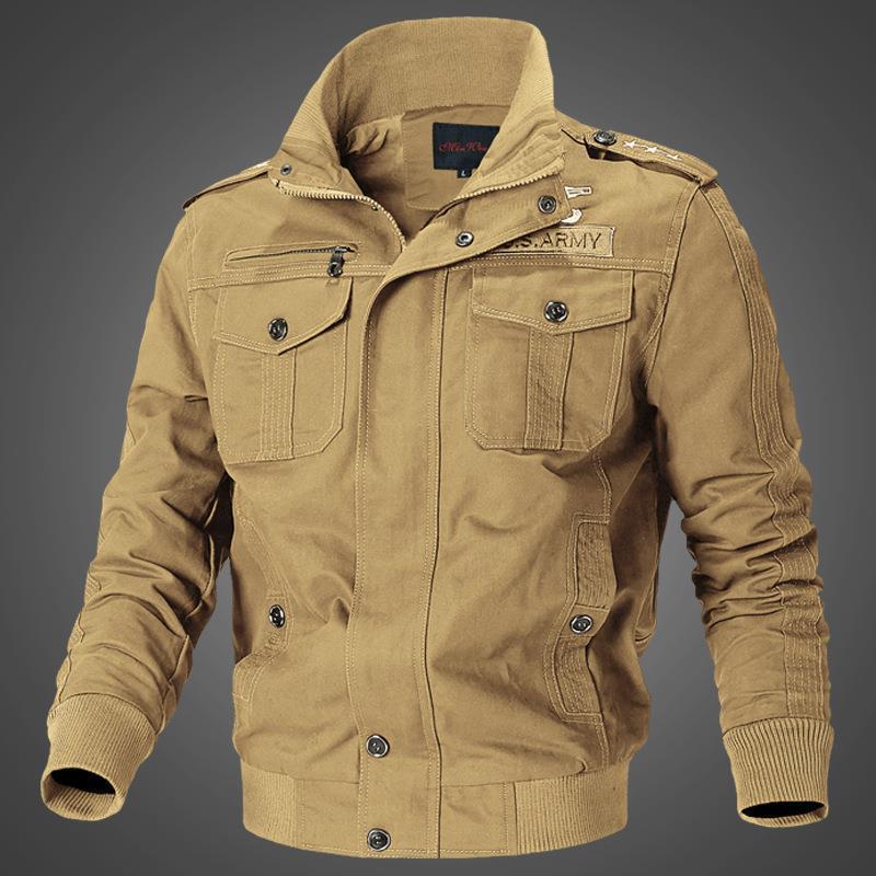 Herren Canvas-Pilotblouson mit Schulterpaspeln, Reißverschlussleiste und Utility-Pattentaschen Drune