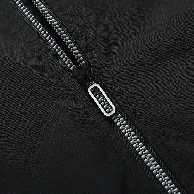 Herren Leichter Windbreaker-Blouson mit Stehkragen, Reißverschlusstaschen und gestreiften Rippbündchen Drune