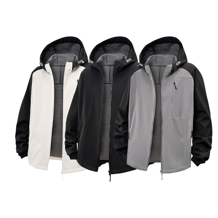 Herren Wasserdichte Softshell-Kapuzenjacke mit Fleece-Innenfutter, winddicht und mit Brustreißverschluss Drune