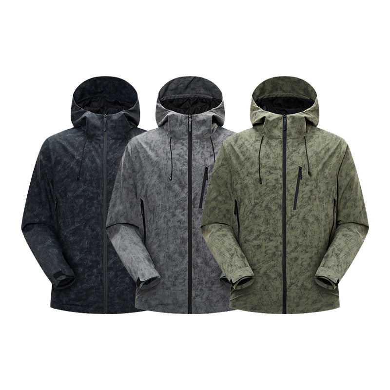 Herren Wasserdichte atmungsaktive Outdoor-Softshelljacke mit getapten Nähten und Kapuze Drune
