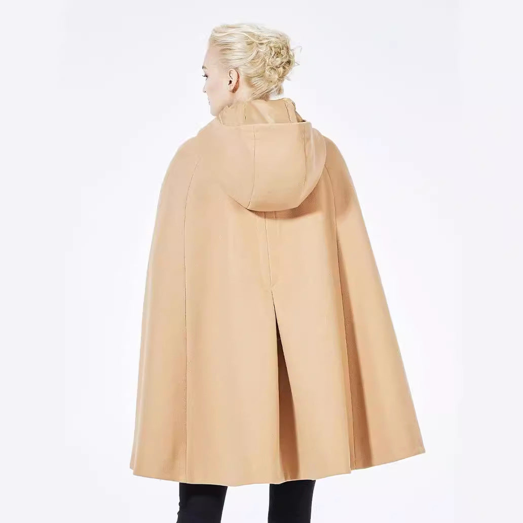 Damen Cape-Mantel mit Kapuze und Knebelverschlüssen Drune